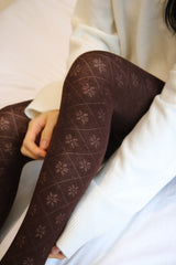 falling snow tights (brown)
