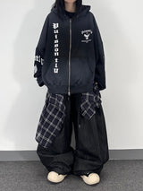 ノンフェイドチェックレイヤードデニムパンツ