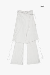 Flow skirt layered bootcut pants