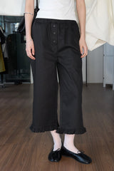 Frill Button Half Pants (Black)
