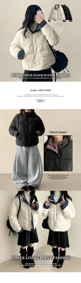 Daring checkered lining point short padded coat