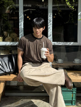 ストライプカラーウェイクロップド半袖Tシャツ