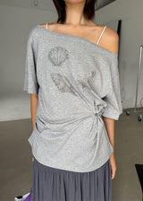 SHELL SHIRRING OFF TEE
