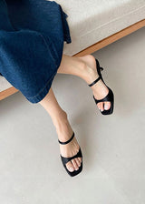 BASIC TOE OPEN SATIN SANDAL HEEL (2COLORS!)