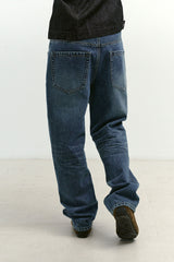 ルーズフィットテーパードデニムパンツ (Washed Blue)