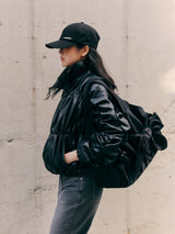 [Nylon] Bow Shoulder Bag (Black)