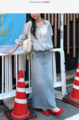 Organza Raglan See-through Blouson Jumper