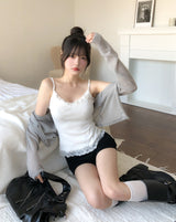 ウィッシュ レースカラーリングスリーブレストップス