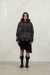 eagle hood zip up (dark grey)