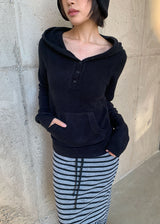 WOOL BUTTON HOOD TEE