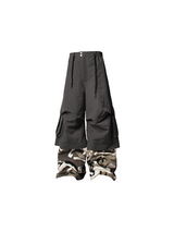 RELABEL Time Element (Flowing Cross Dressing) Detachable Crotch Skirt Splicing White Gray Camouflage Workwear Pants