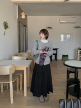 Pivot Flower Corduroy Banding Long Skirt