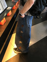 カズ スター エンブロイダード ワイド デニム パンツ