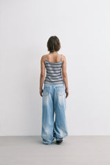 stripe sleeveless (blue)