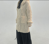 (KNIT DRESS + ZIP-UP) ソフトルーズフィット2WAYケーブルフードニット - 2 COLOR