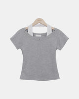 ウーブン アイレット ホルター ショートスリーブ Tシャツ