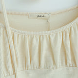 Shirring Ribbon Puff Top 231330518