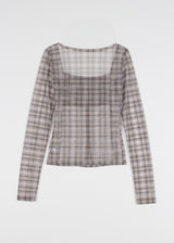 PLUMP CHECK SHIRRING TEE