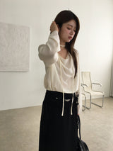 Deep drape scarf blouse