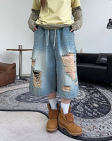 Arpa Damaged Bermuda Denim Pants