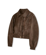85-VIVAJ005 [Vegan Leather] Vintage Shape Crop Blouson Leather Jacket