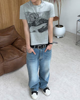 ルーデン ヴィンテージ グラフィック クロップ ショートスリーブ Tシャツ
