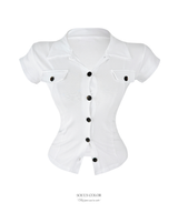 Pocket Button Shirt Top (2color)