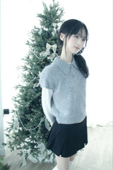 Angora Half-Puff Short-Sleeved Knitwear (2color)