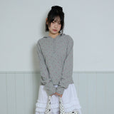 FLOWER WAFFLE BUTTON HOODIE - GRAY
