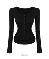 Slim Rib Button Top (3color)
