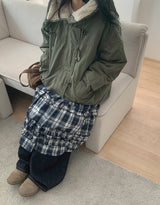 Felch Check Wool Quilted Bomber Padding Jumper