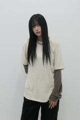 レイヤードストライプTシャツ イエロー
