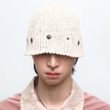 RIVET BUCKET BEANIE - IVORY