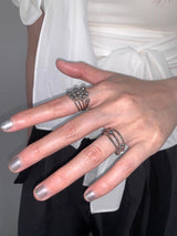 Silver ball bangle ring 2SET