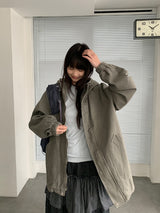 [unisex] オシャロウォッシングオーバーフードジャケット