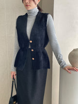 Shua Mink Smoke Peplum Knit Vest