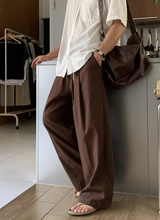 Cool Pin Tuck Linen Wide Pants