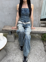 [SET UP가능] Kitch slit denim Top 