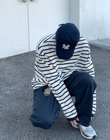 ビークルストライプオーバーフィットロングスリーブティーシャツ