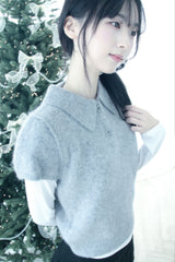 Angora Half-Puff Short-Sleeved Knitwear (2color)