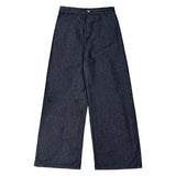 Tuck-On Back Button Wide Fit Selvage Denim Long Pants (2 colors)