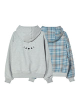 REVERSIBLE CHECK HOOD ZIP-UP GREY