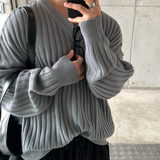  Isabelle Vienna V-Neck Loose Fit Ribbed Long Sleeve Knit