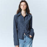 MINIMAL STRIPE LOGO SLIM SHIRT_SORA