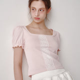 Lace Puff T-shirt (Pink)
