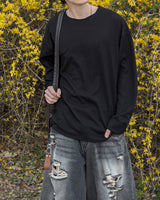 Sheer Raw-Edge Waffle Long Sleeve