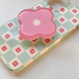 ピンクフラワースマホグリップ