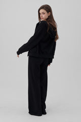 09 Numbering straight pants, Black