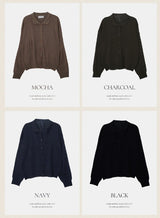 ベーシックカラールーズフィットニットカーディガン (10color)
