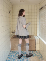 Back ribbon flare top / gray